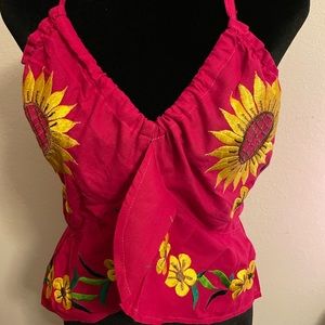 Mexican embroidered halter top